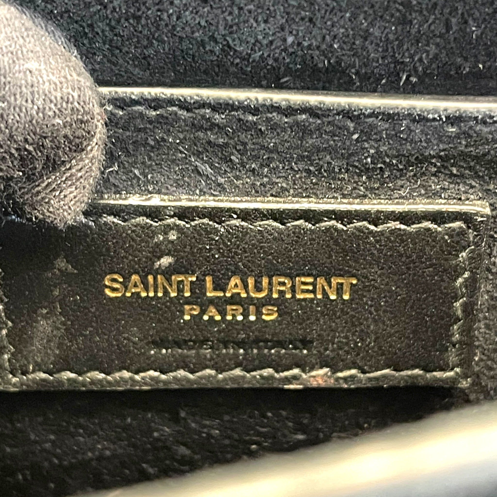 Saint Laurent Medium Sunset Croc-Embossed Black Bag