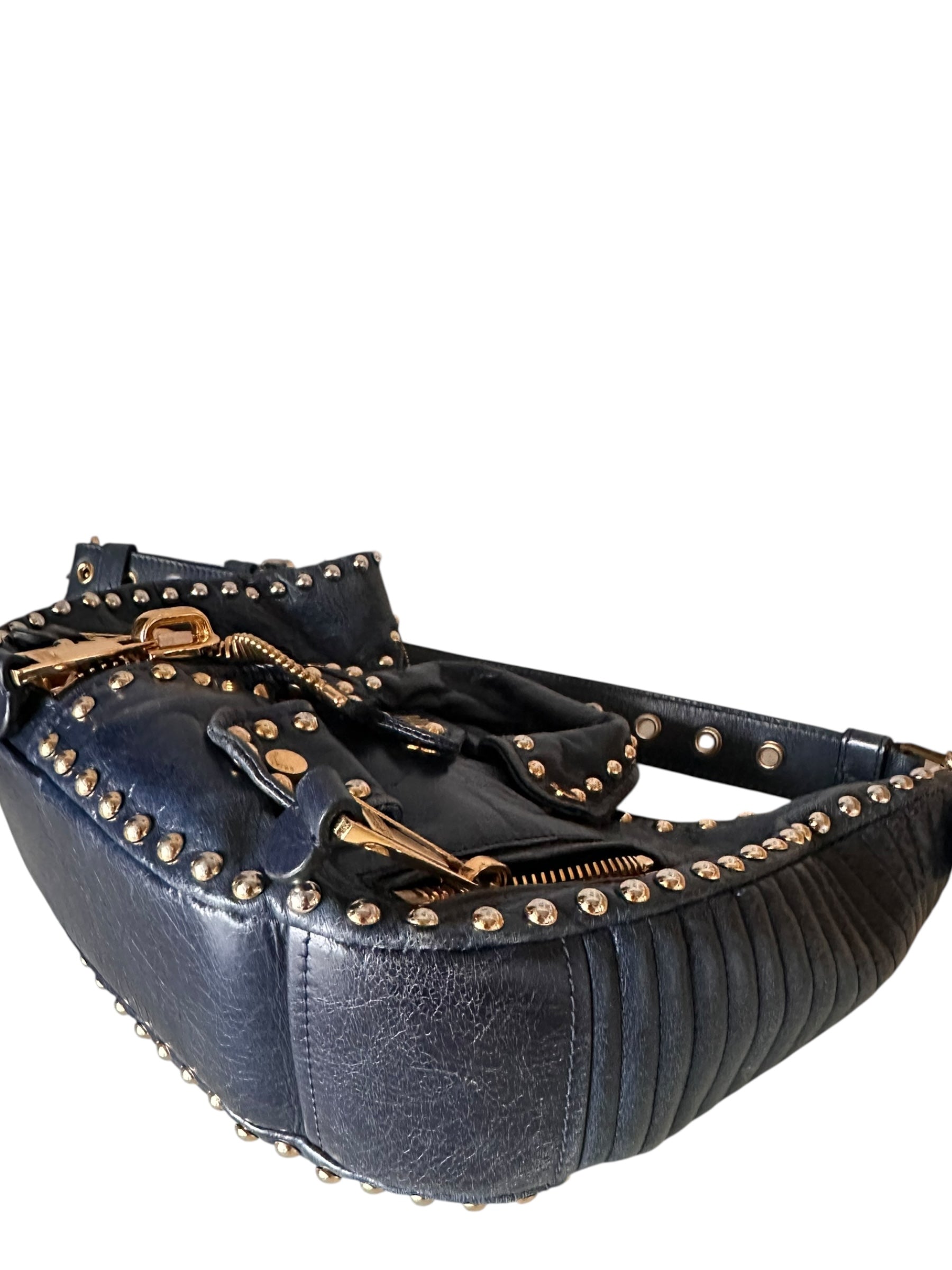 Moschino Biker Shoulder Dark Blue Bag