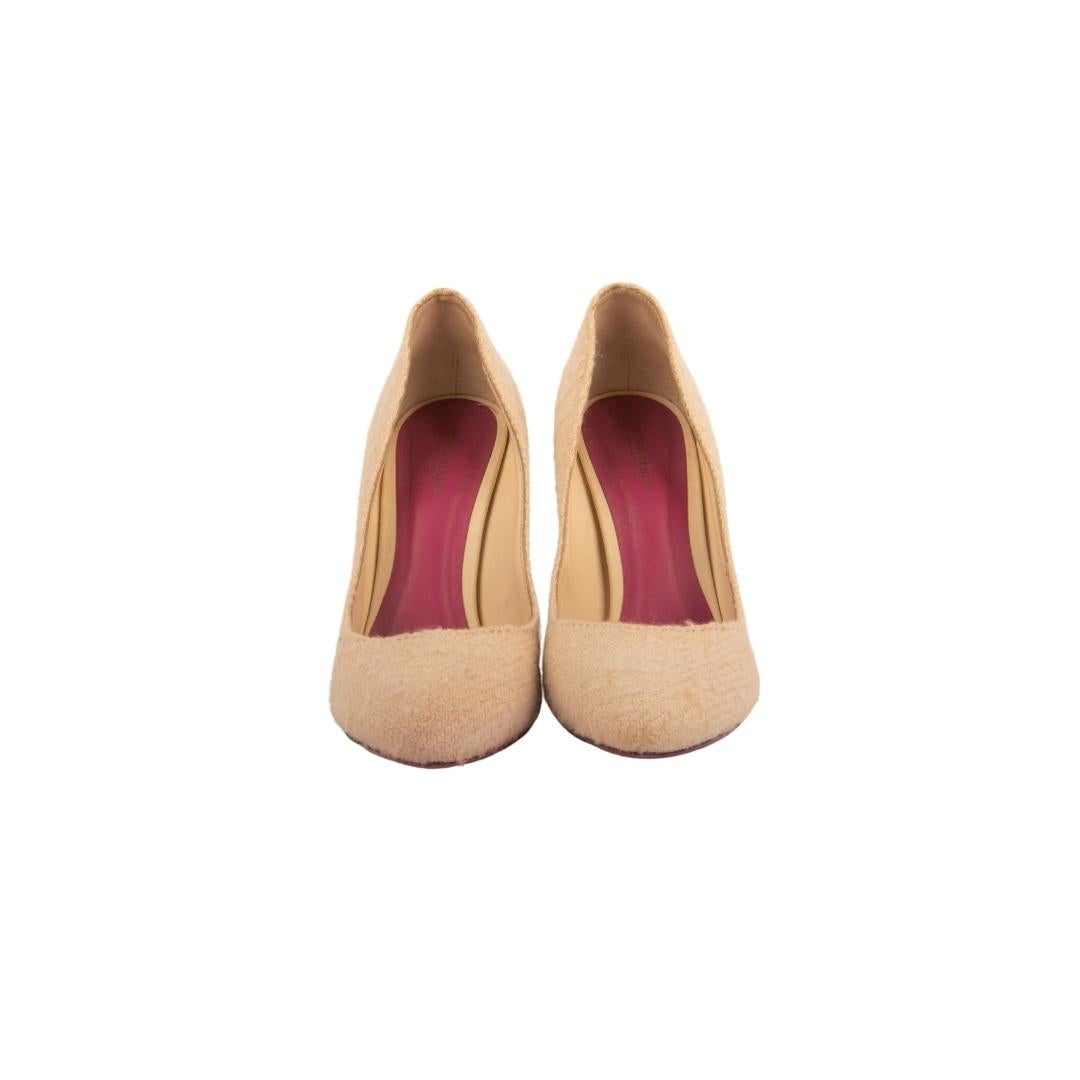 Tweed Crystal Cream Heels-38"