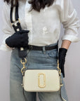 Marc Jacobs Snapshot Camera Beige Leather Crossbody Bag