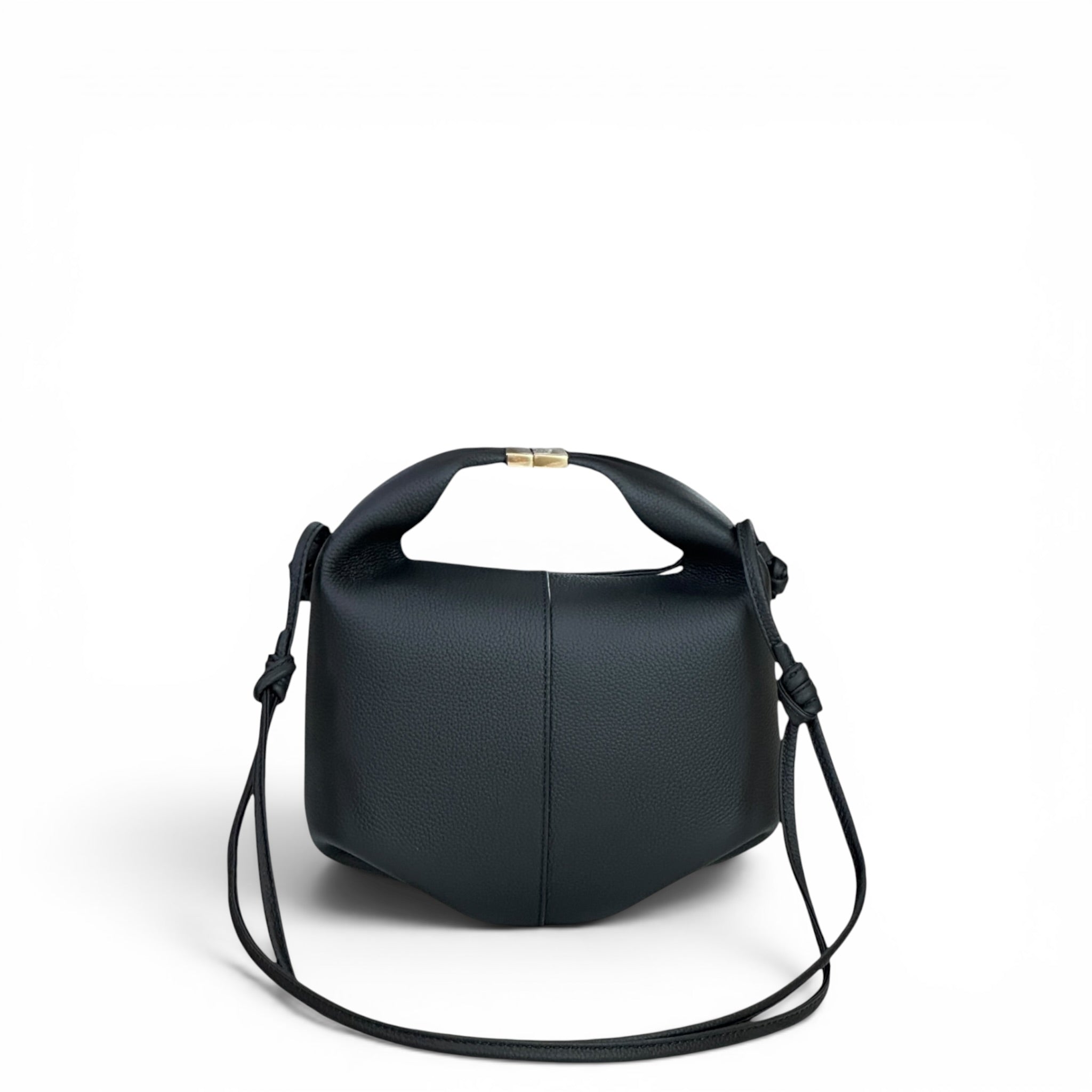 Polene Beri Textured Black Calf Leather