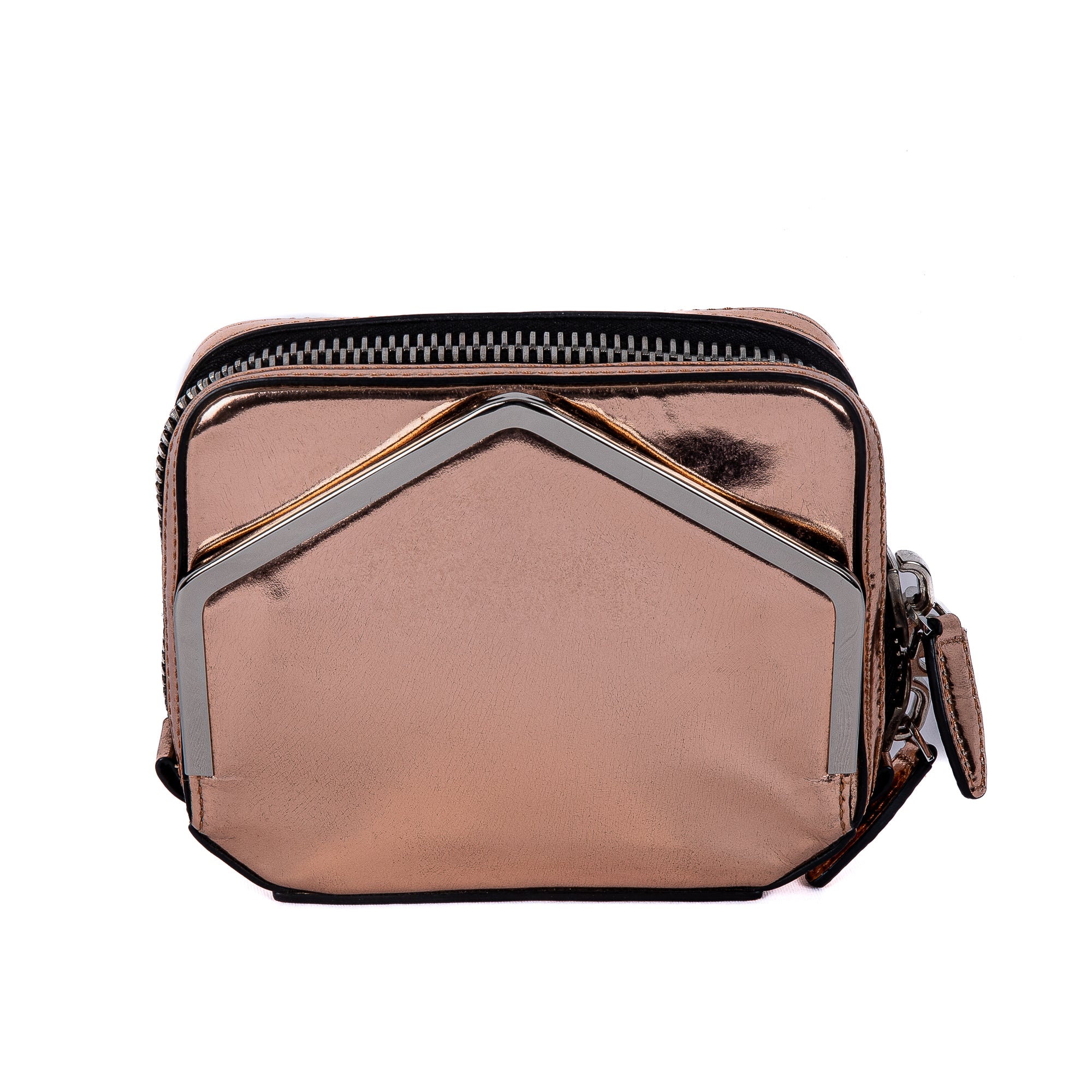 Metallic Adriel Rose Gold Clutch