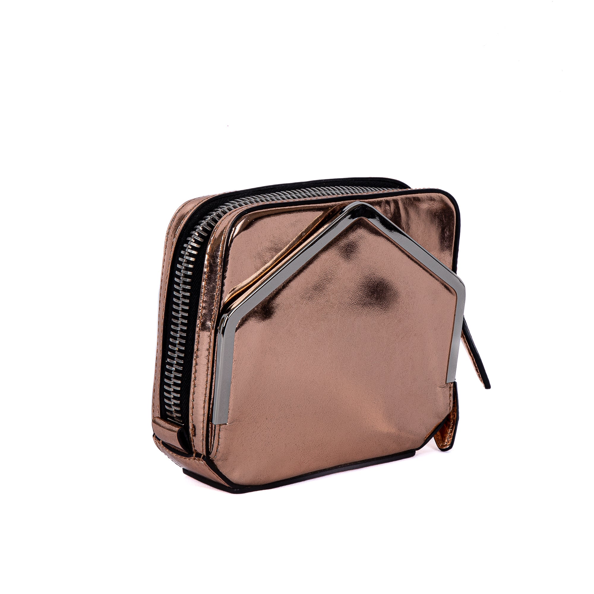 Metallic Adriel Rose Gold Clutch