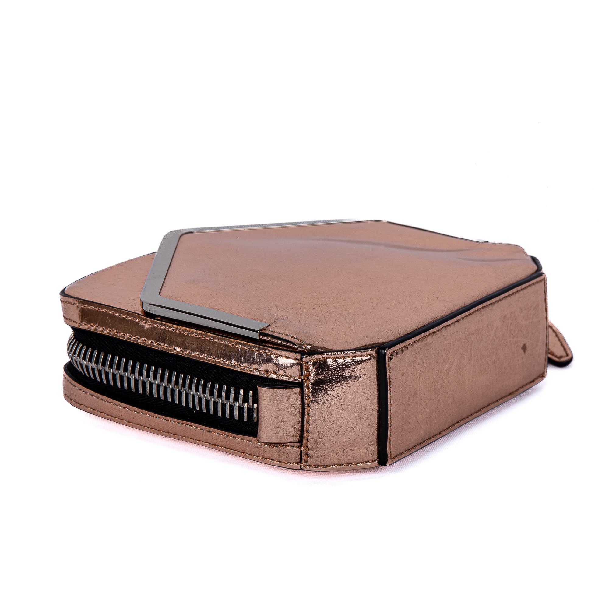 Metallic Adriel Rose Gold Clutch