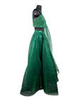 Emerald Green Handwoven Tulle Lehenga Set