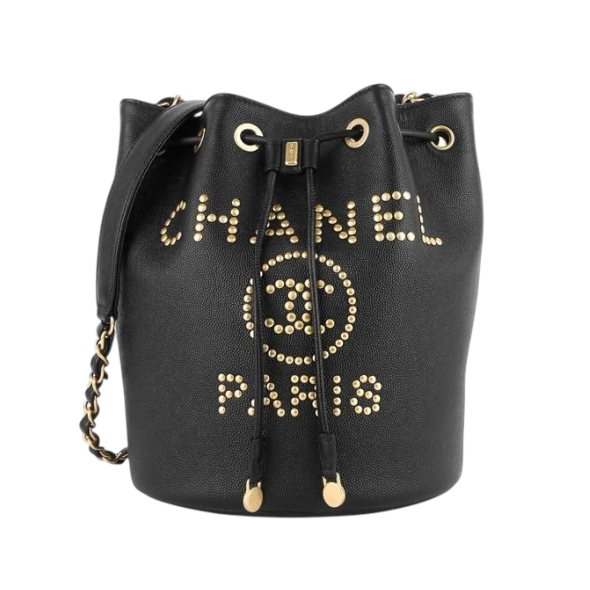 Chanel Deauville Drawstring Bucket Bag Caviar Black