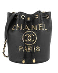 Chanel Deauville Drawstring Bucket Bag Caviar Black