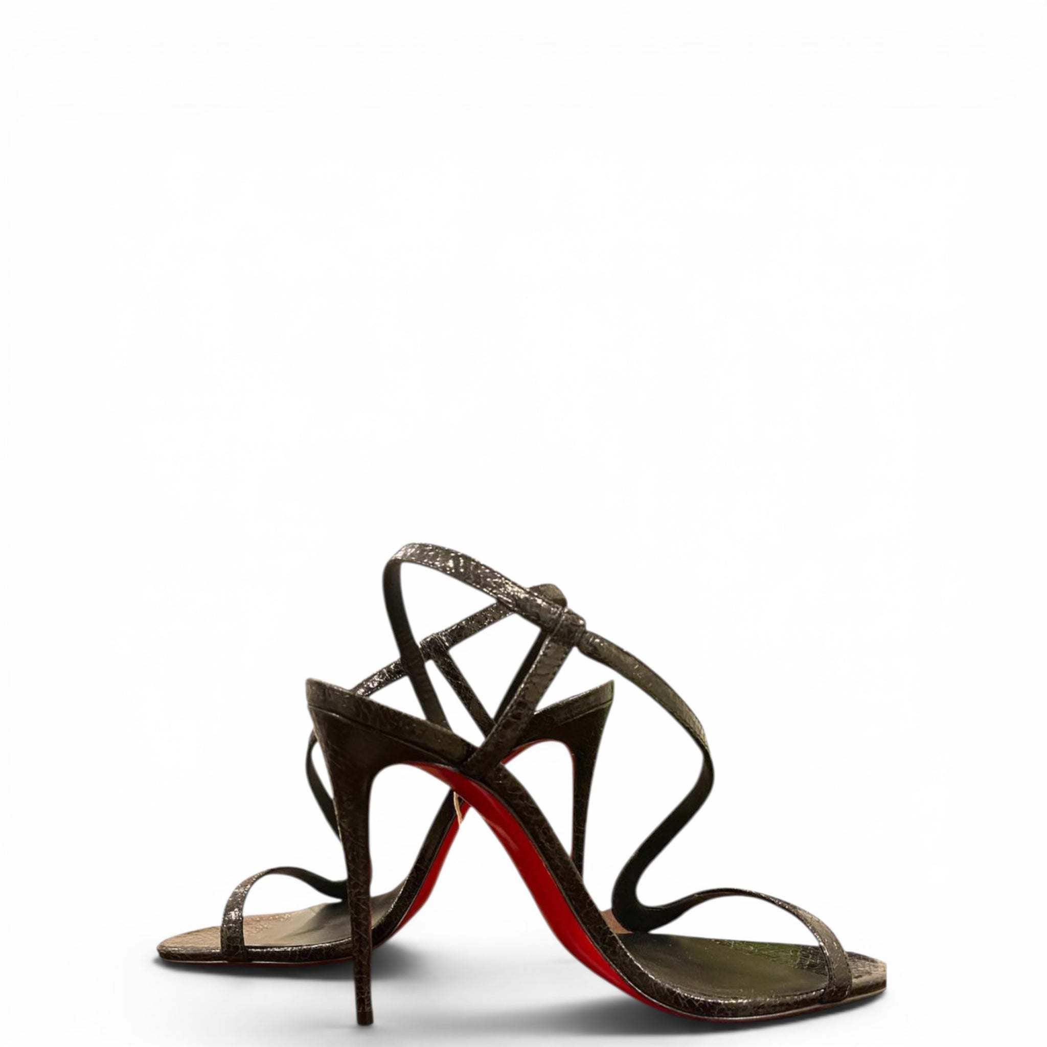 Christian Louboutin Rosa Z Sandals Black Patent Leather Size EU 37