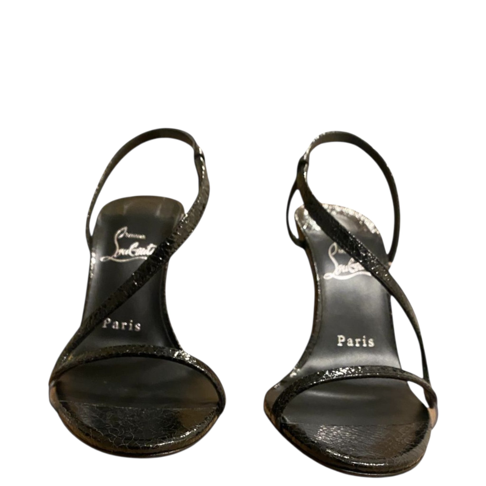 Christian Louboutin Rosa Z Sandals Black Patent Leather Size EU 37
