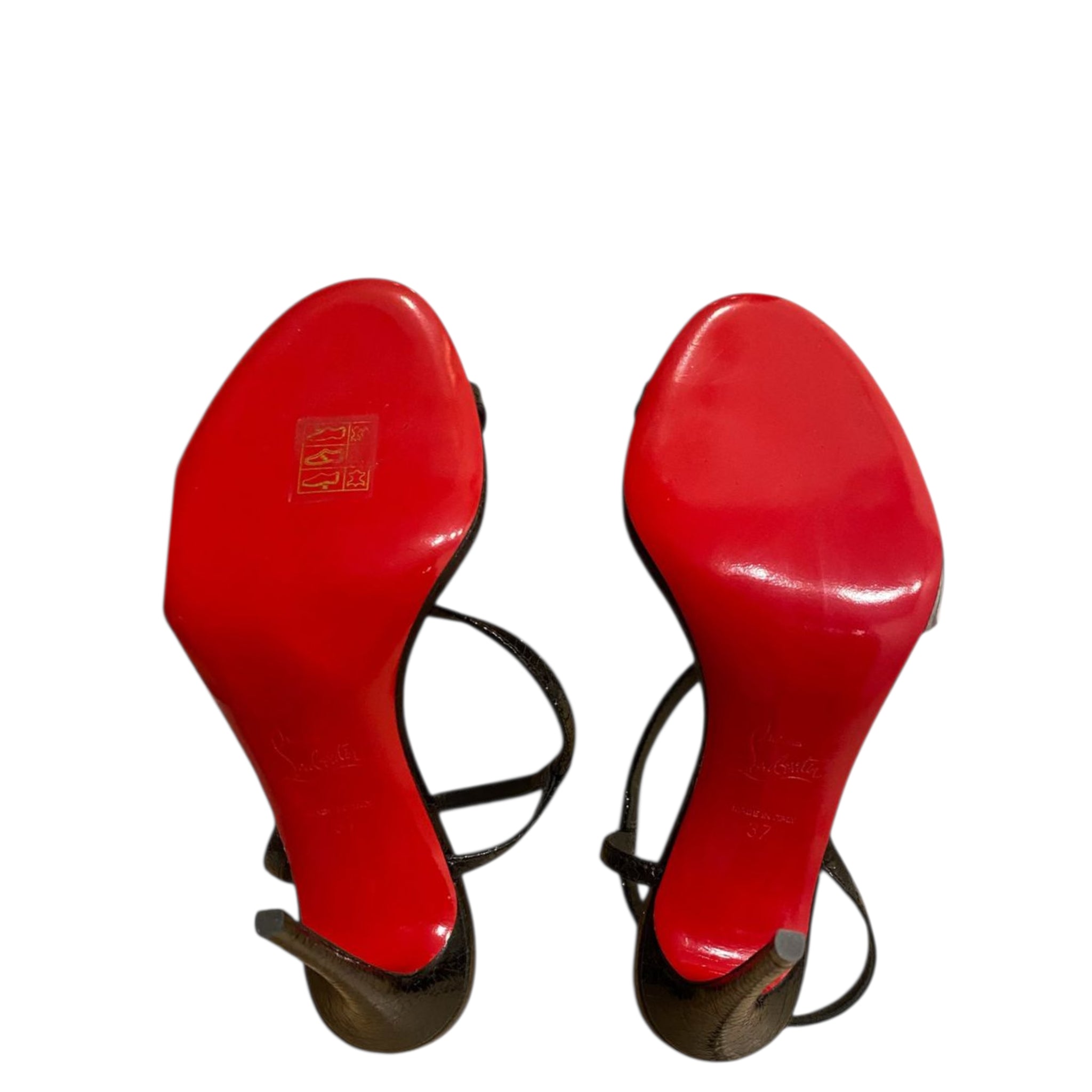 Christian Louboutin Rosa Z Sandals Black Patent Leather Size EU 37
