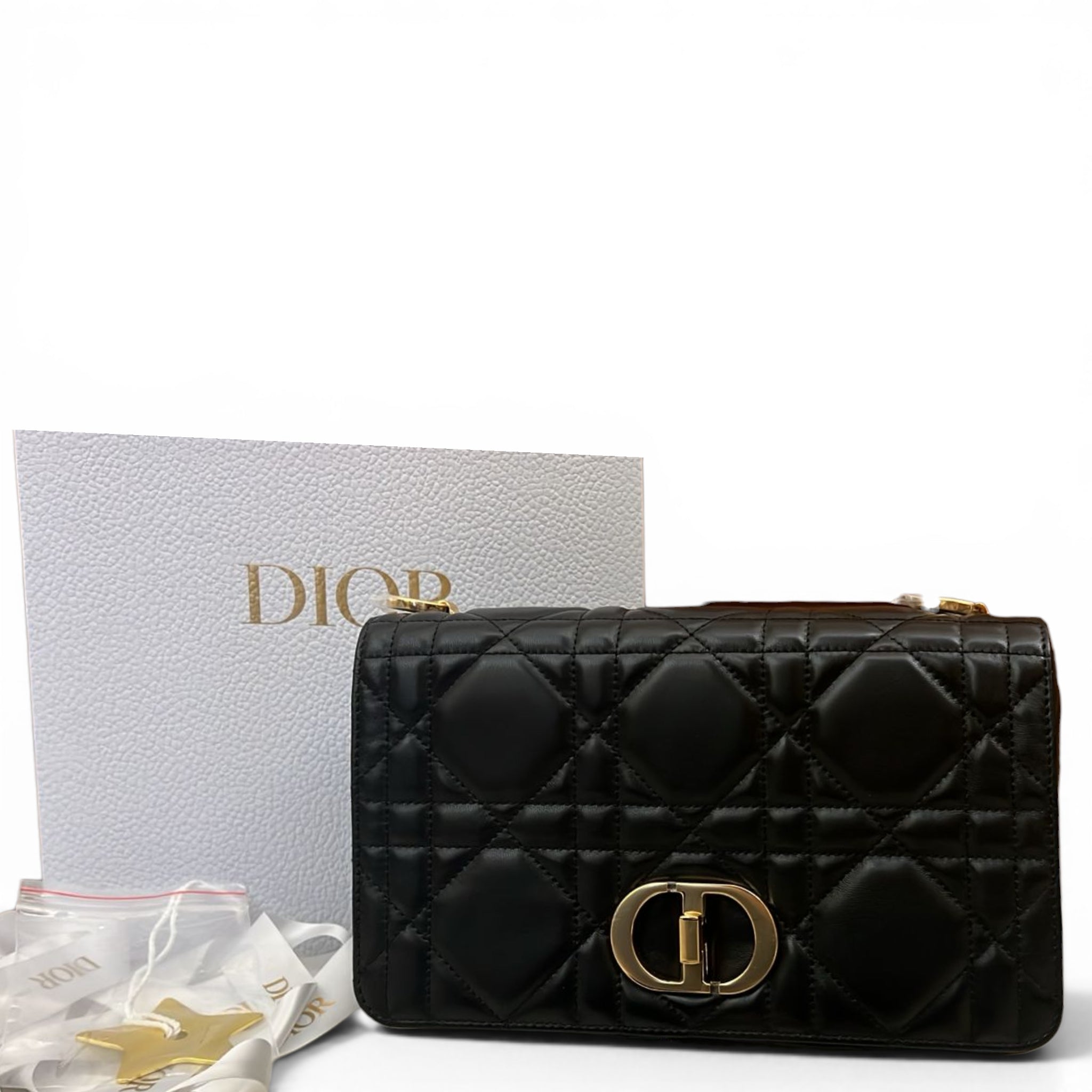 Christian Dior Caro Bag Medium Soft Black Macrocannage Lambskin