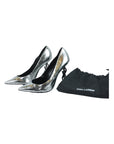 Opyum Metallic Pumps In Silver Size: 38