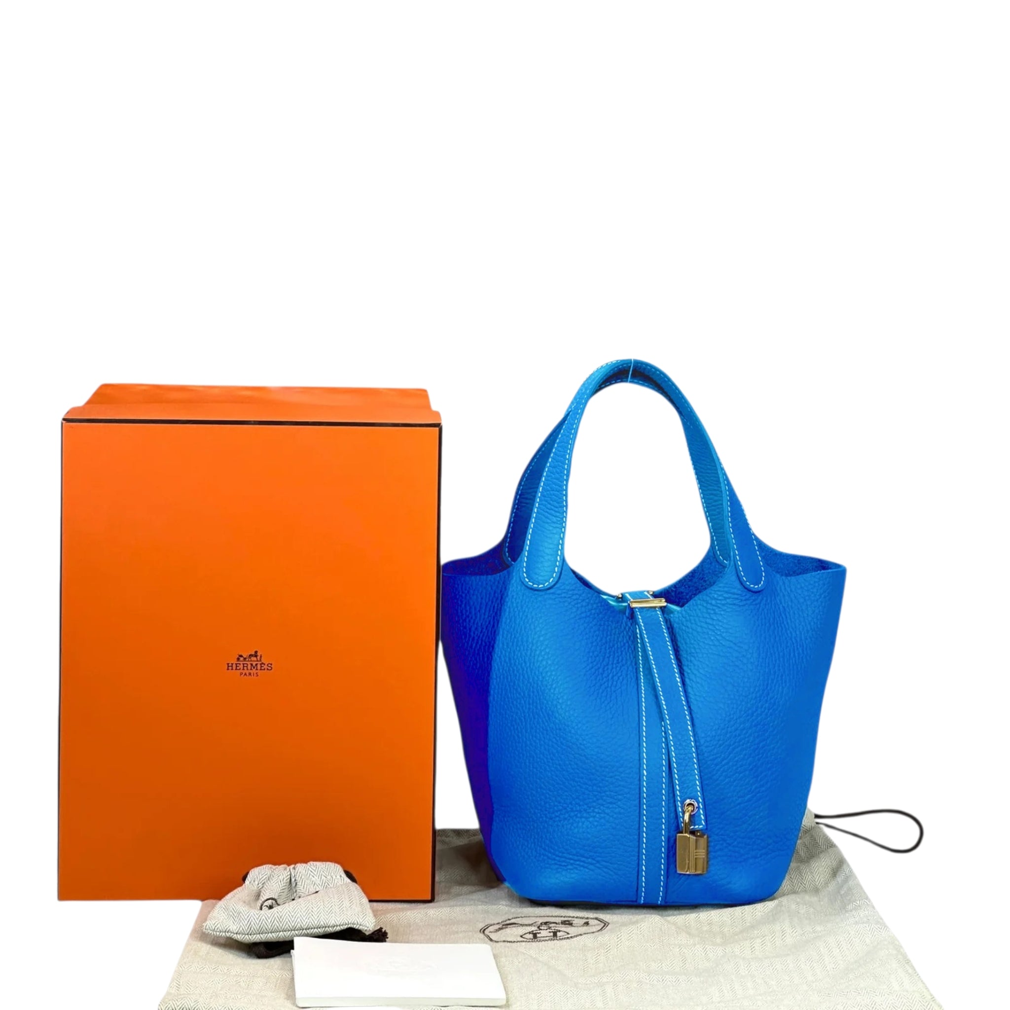Hermès Picotin Lock 18 Bleu Hydra Taurillon Clemence PHW