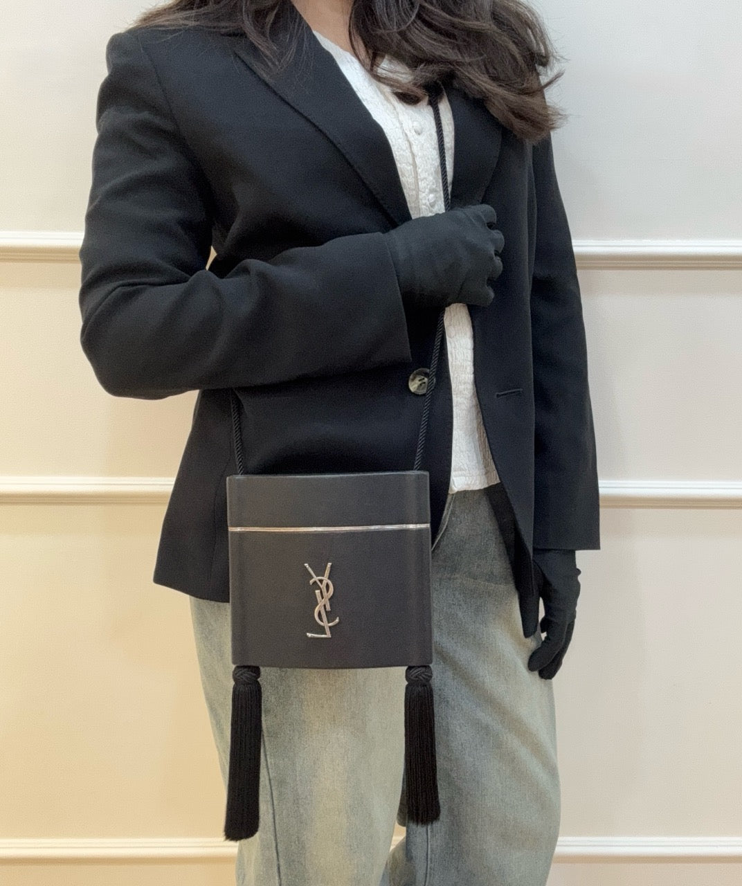 Saint Laurent "Tuxedo Box Minaudière" with Tassels Crossbody Bag