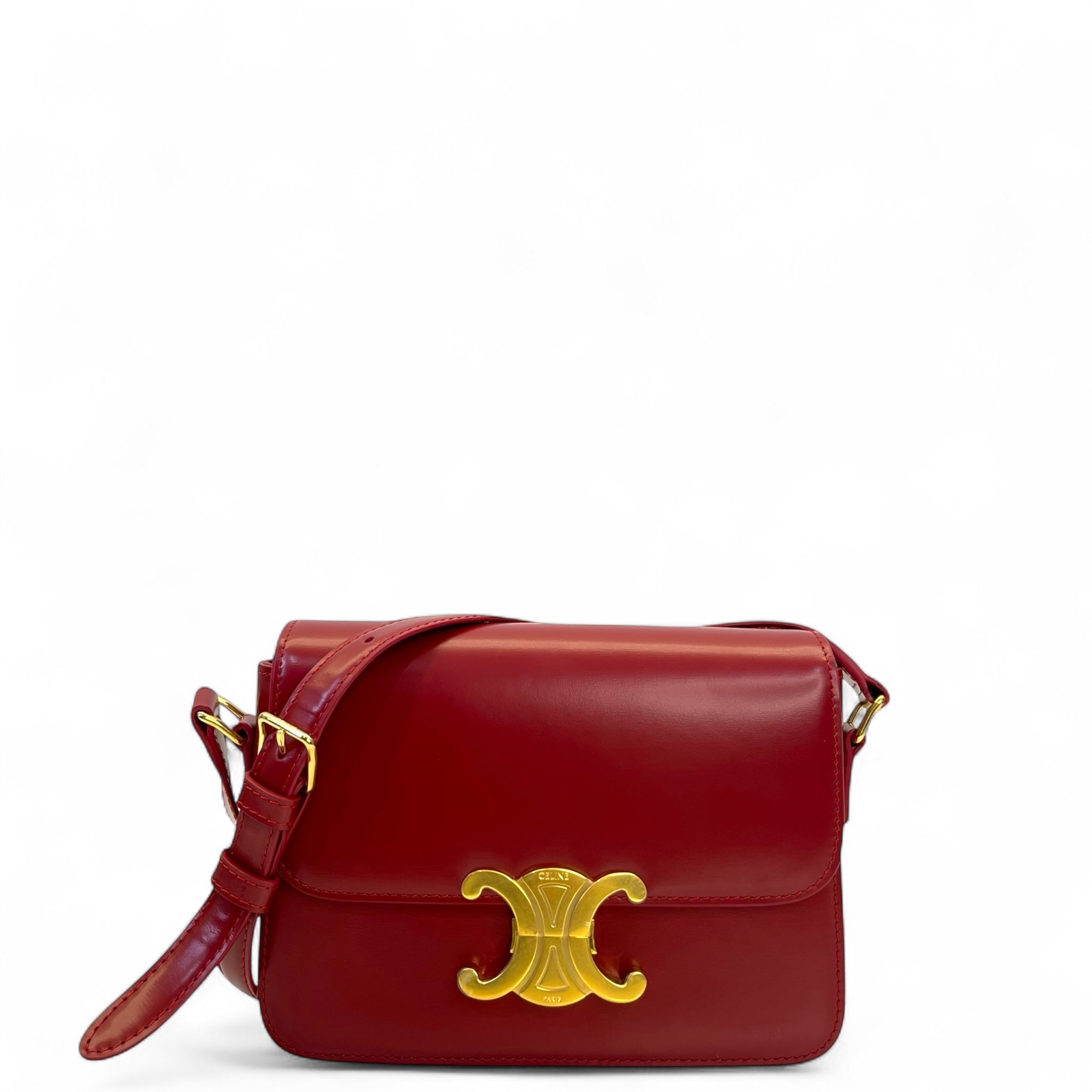 Celine Burgundy Leather Small Triomphe Bag