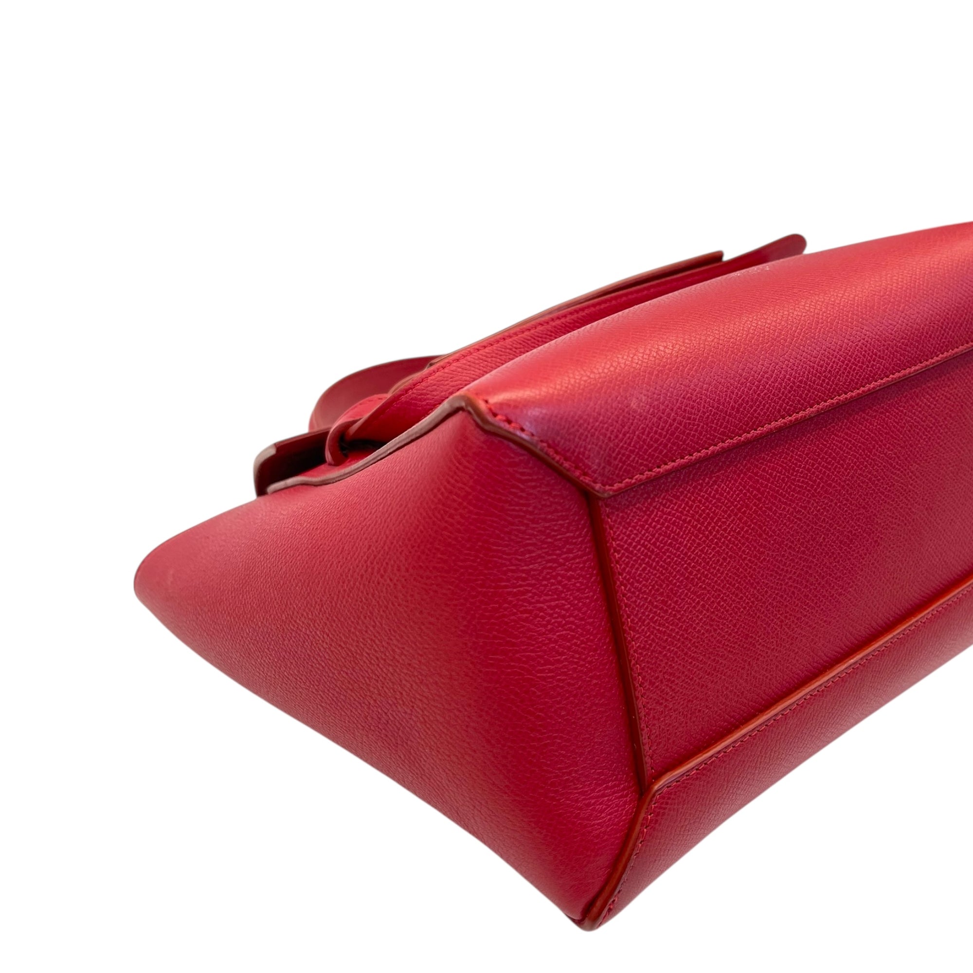Celine Red Micro Leather Belt Top Handle Bag