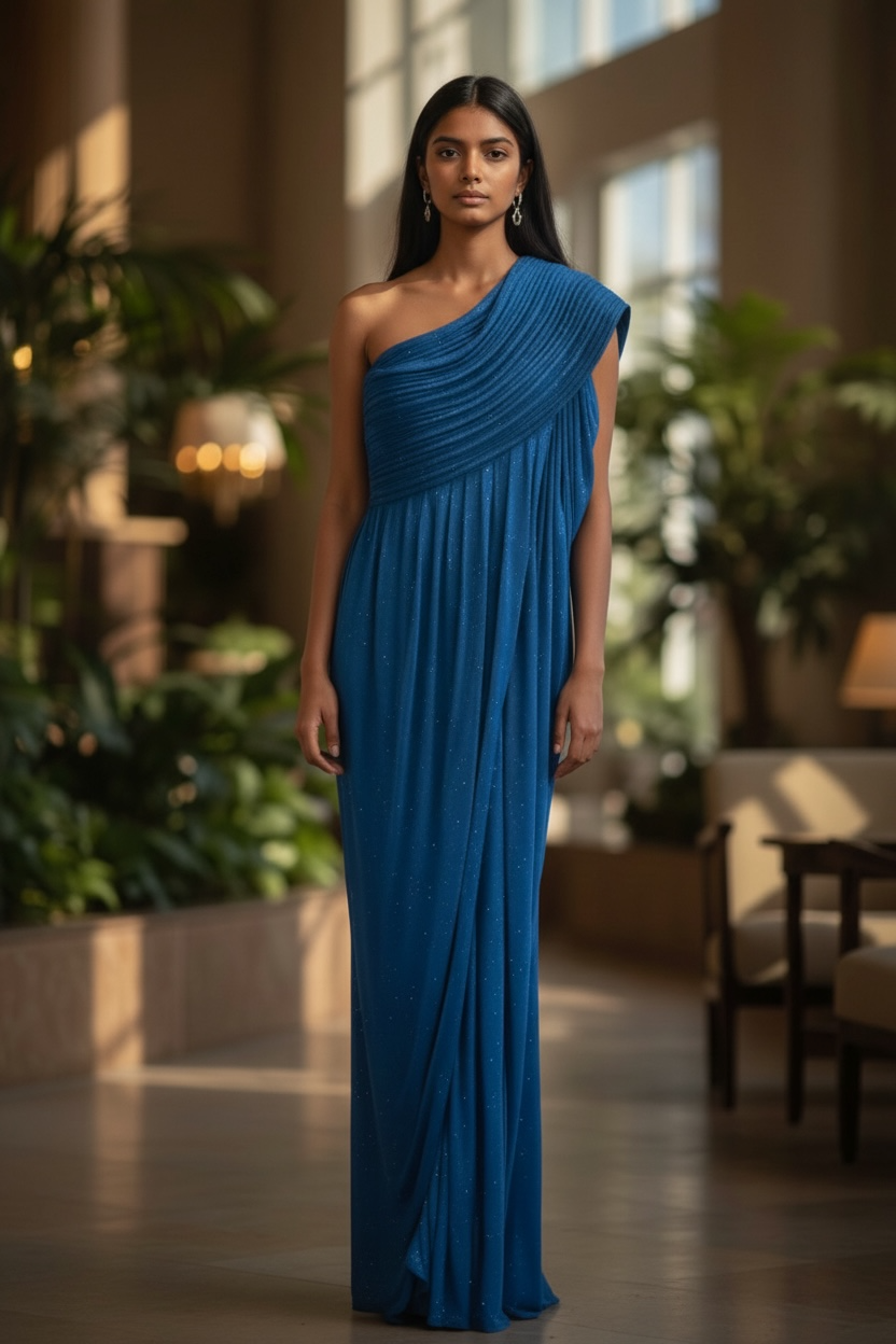 Gaurav Gupta Pre-draped One Shoulder Saree Gown M