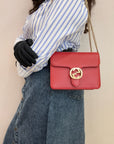 Gucci Dollar Interlocking G Red Leather Crossbody Bag