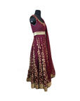 Rohit Bal Brick Red Crinkled Anarkali Suit With Dori Embroidery