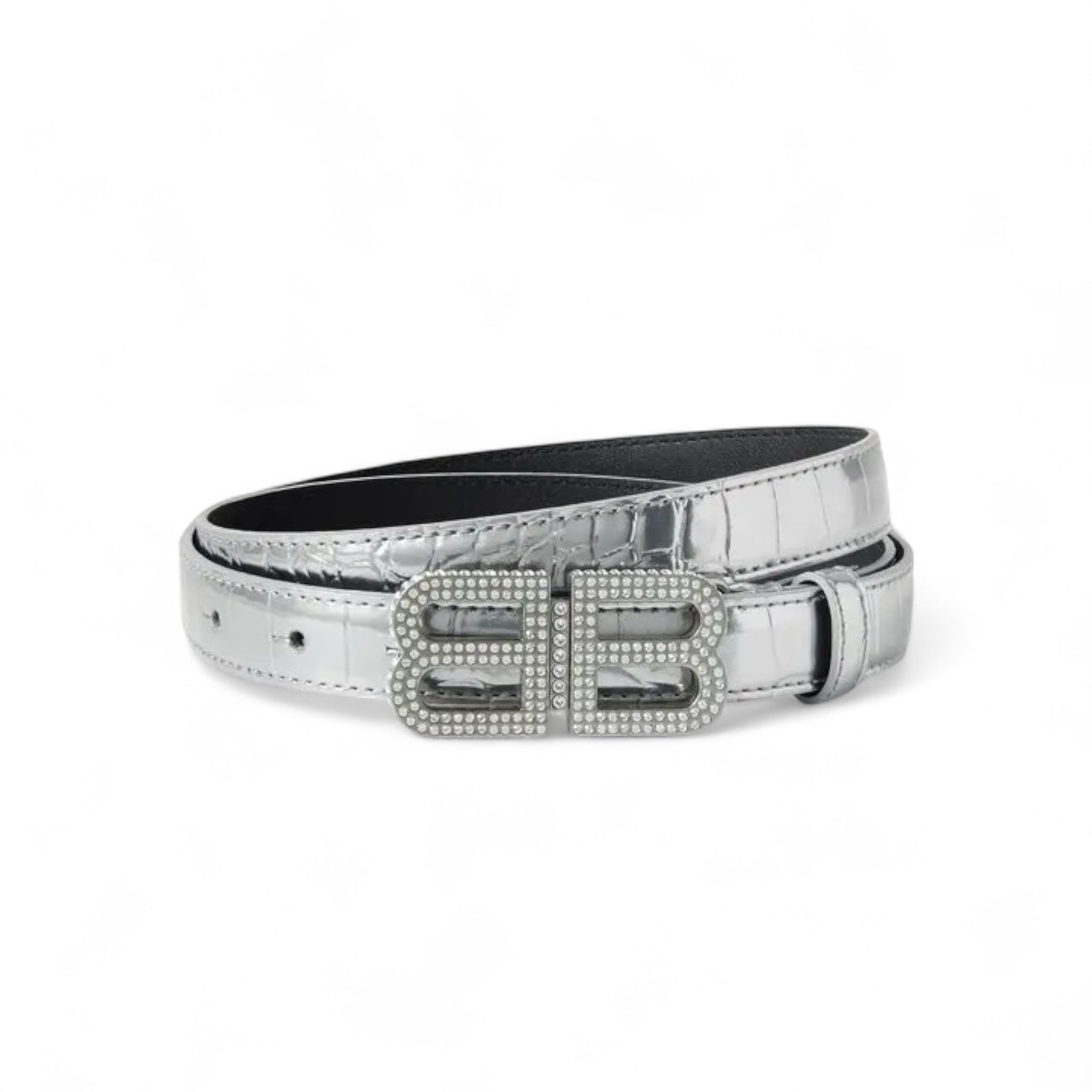 Balenciaga Women's BB Hourglass Silver Embellished Belt