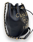 Chanel Deauville Drawstring Bucket Bag Caviar Black