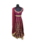 Rohit Bal Brick Red Crinkled Anarkali Suit With Dori Embroidery