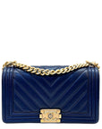 Chanel Boy Bag Chevron Medium Flap Blue