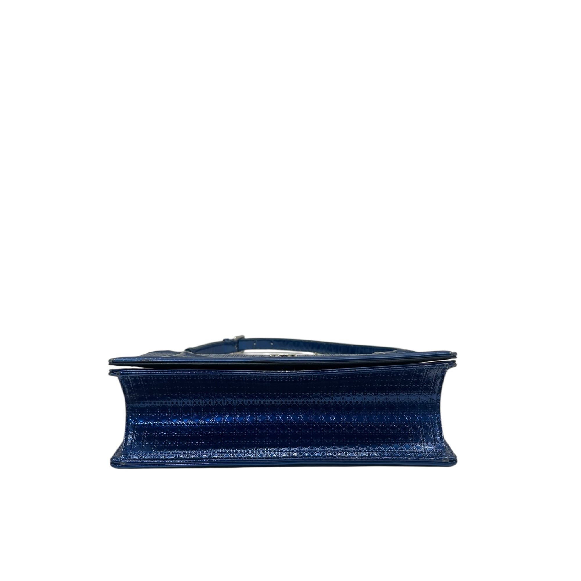 Christian Dior Diorama Medium Patent Blue Flap Bag