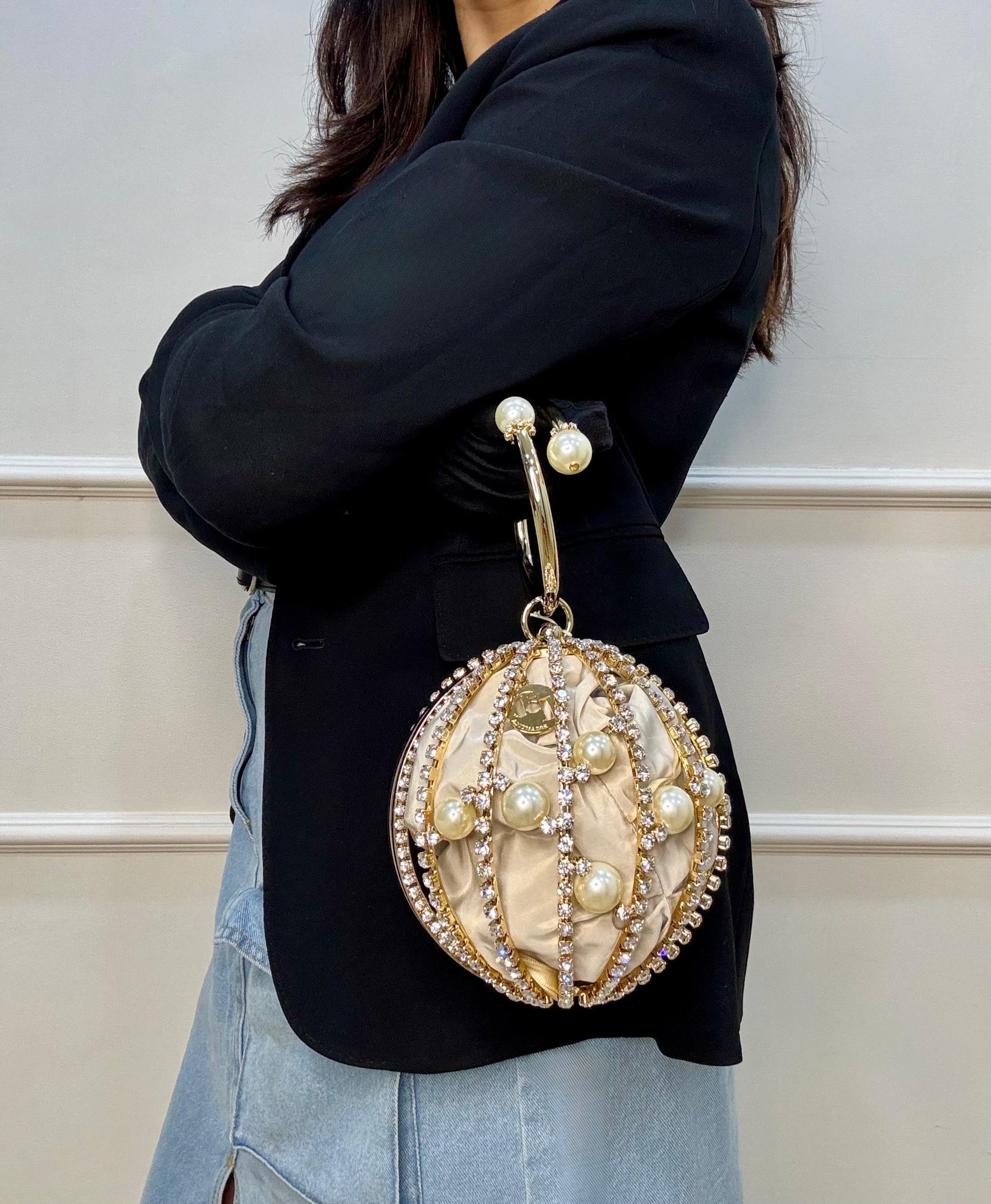 Rosantica Chloe Crystal Pearl Wristlet