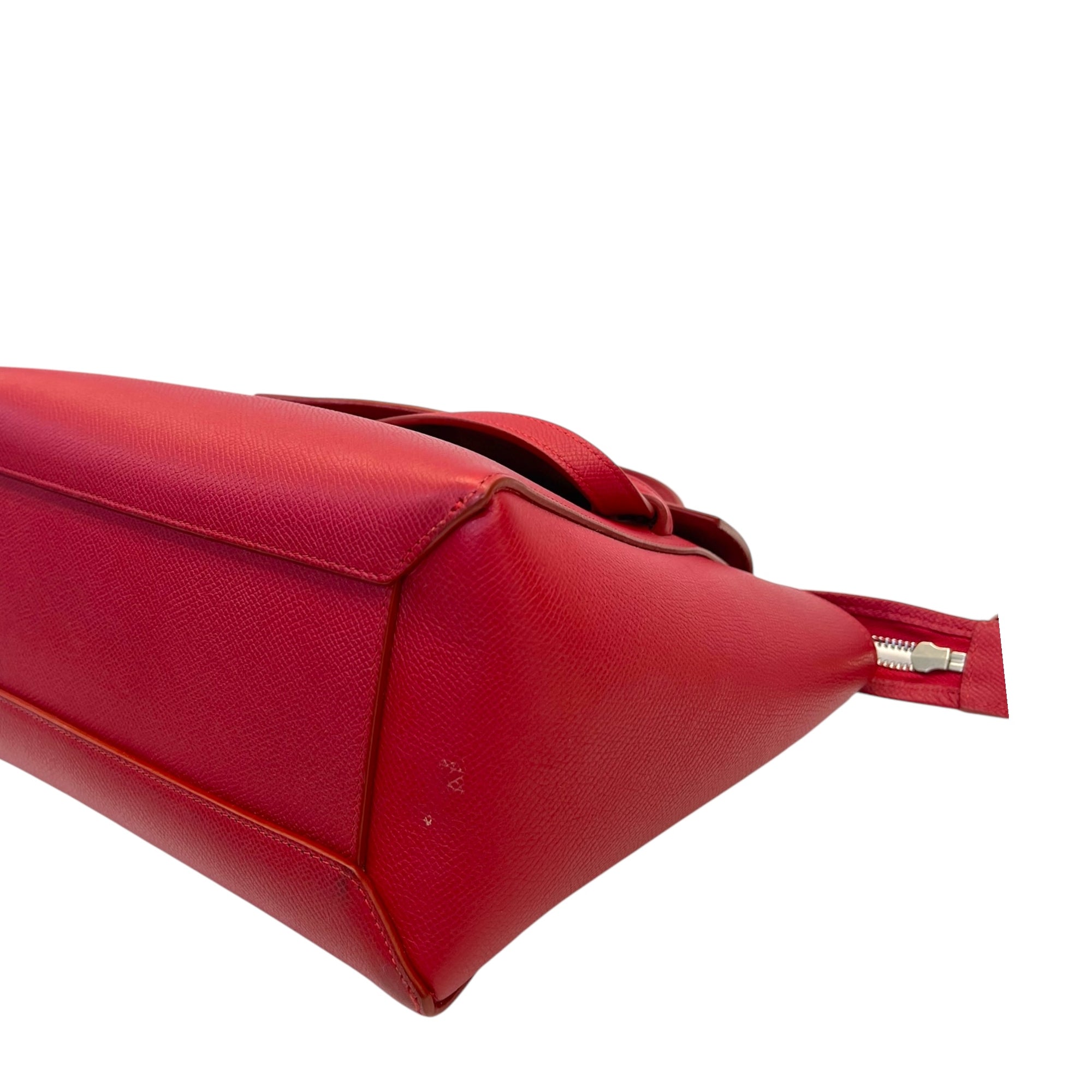 Celine Red Micro Leather Belt Top Handle Bag