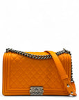 Chanel Orange Quilted Leather New Medium Boy Flap Bag