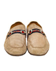 Gucci Beige Suede Web Horsebit Loafers