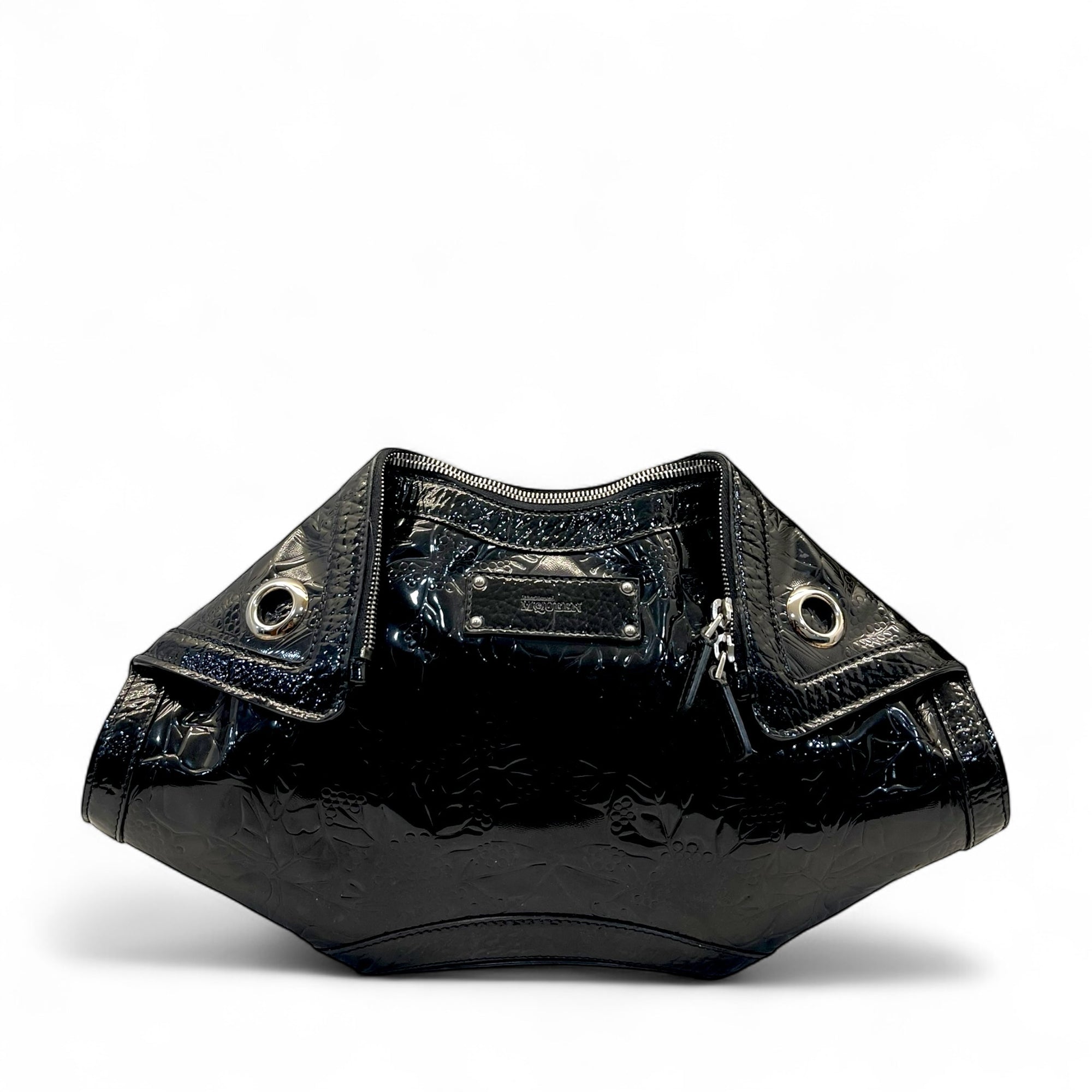 Alexander McQueen Black Croc Embossed Patent Leather