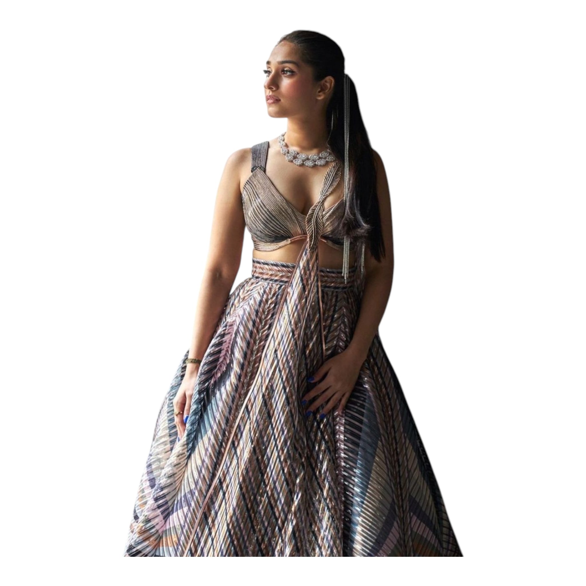 Amit Aggarwal Metallic Winged Lehenga Model- AAIC-775