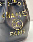 Chanel Deauville Drawstring Bucket Bag Caviar Black