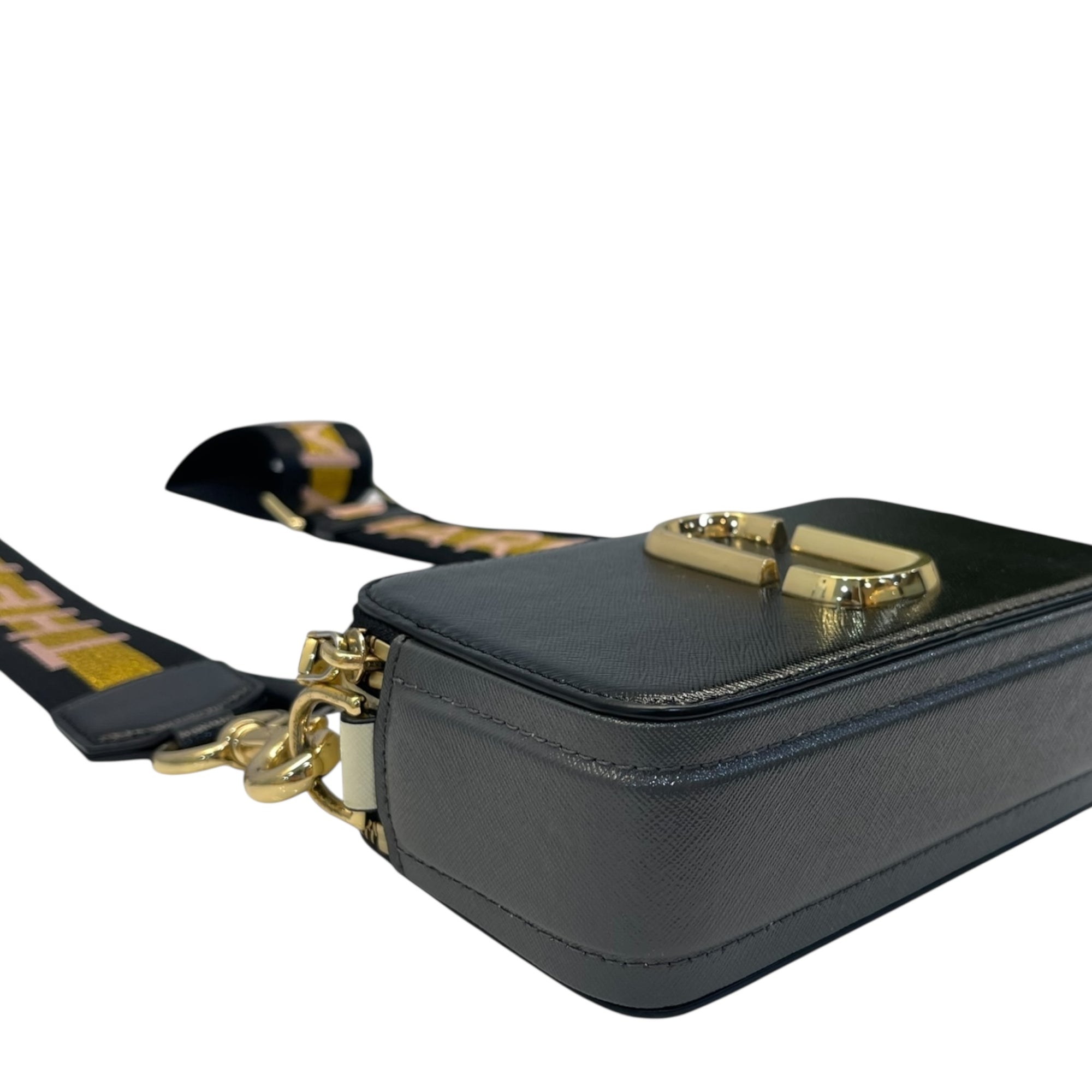 Marc Jacobs Snapshot Black Leather Sling Bag With Detachable Strap