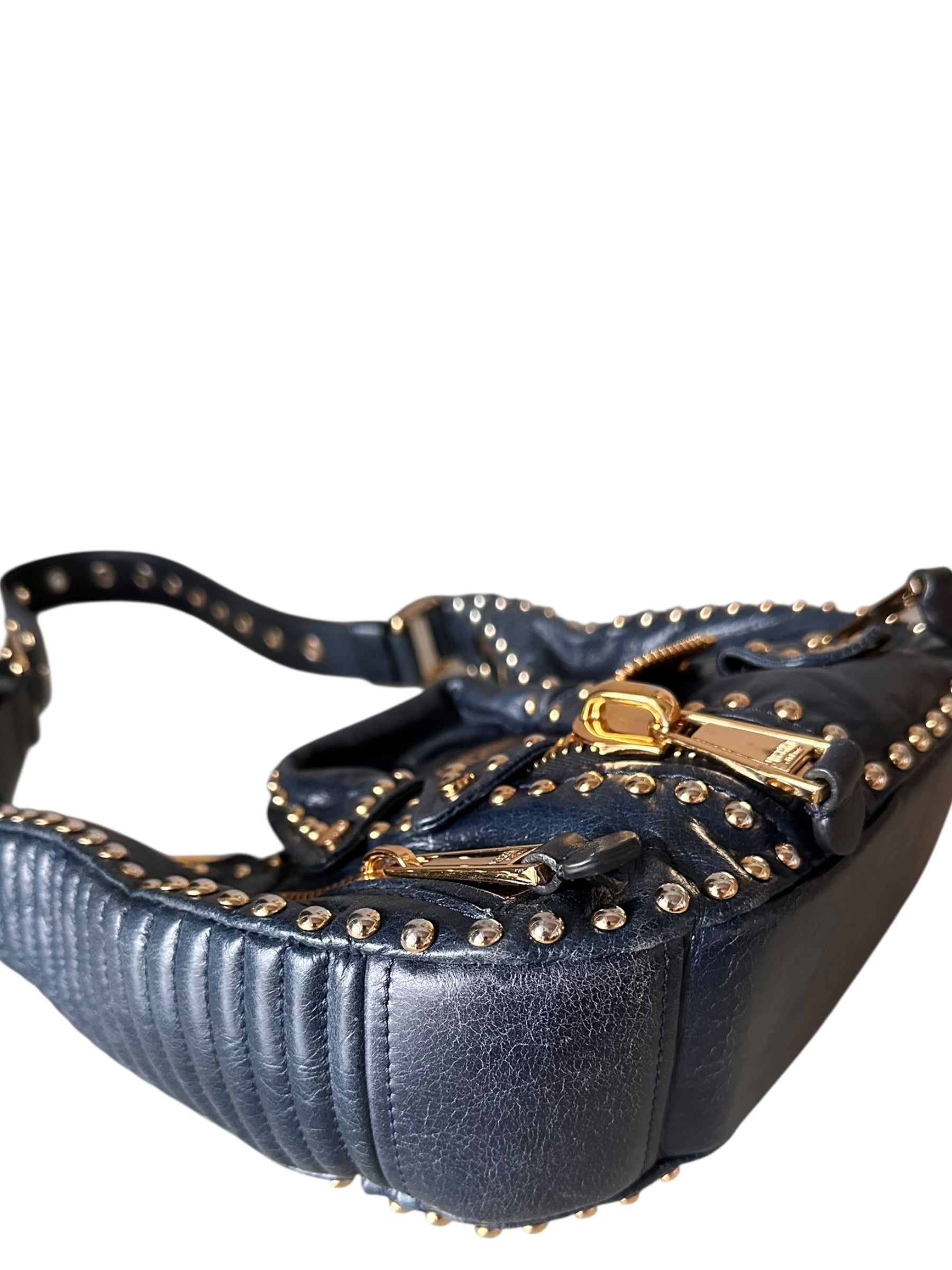 Moschino Biker Shoulder Dark Blue Bag