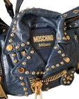 Moschino Biker Shoulder Dark Blue Bag
