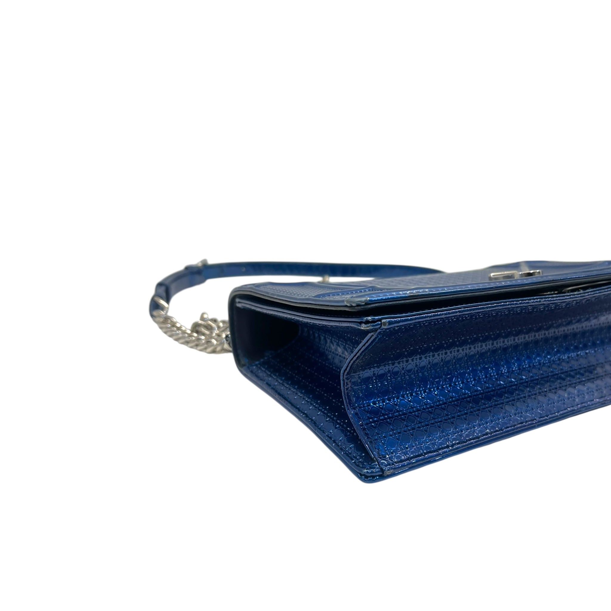 Christian Dior Diorama Medium Patent Blue Flap Bag