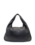 Bottega Veneta Black Intrecciato Woven Leather Maxi Veneta Hobo Bag