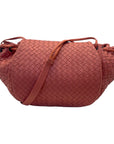 Bottega Veneta Cinnamon Brown Intrecciato Leather Drawstring Flap Crossbody Bag