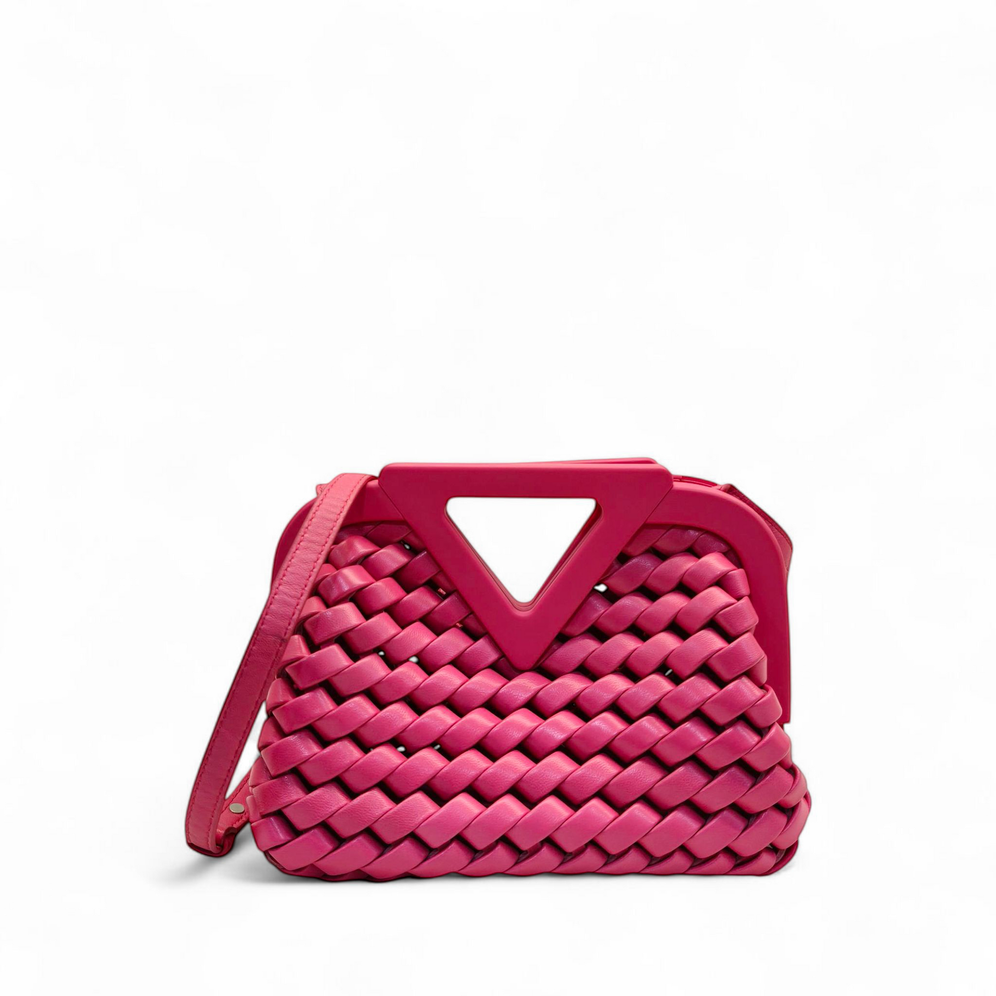 Bottega Veneta Pink Woven Leather Point Shoulder Bag