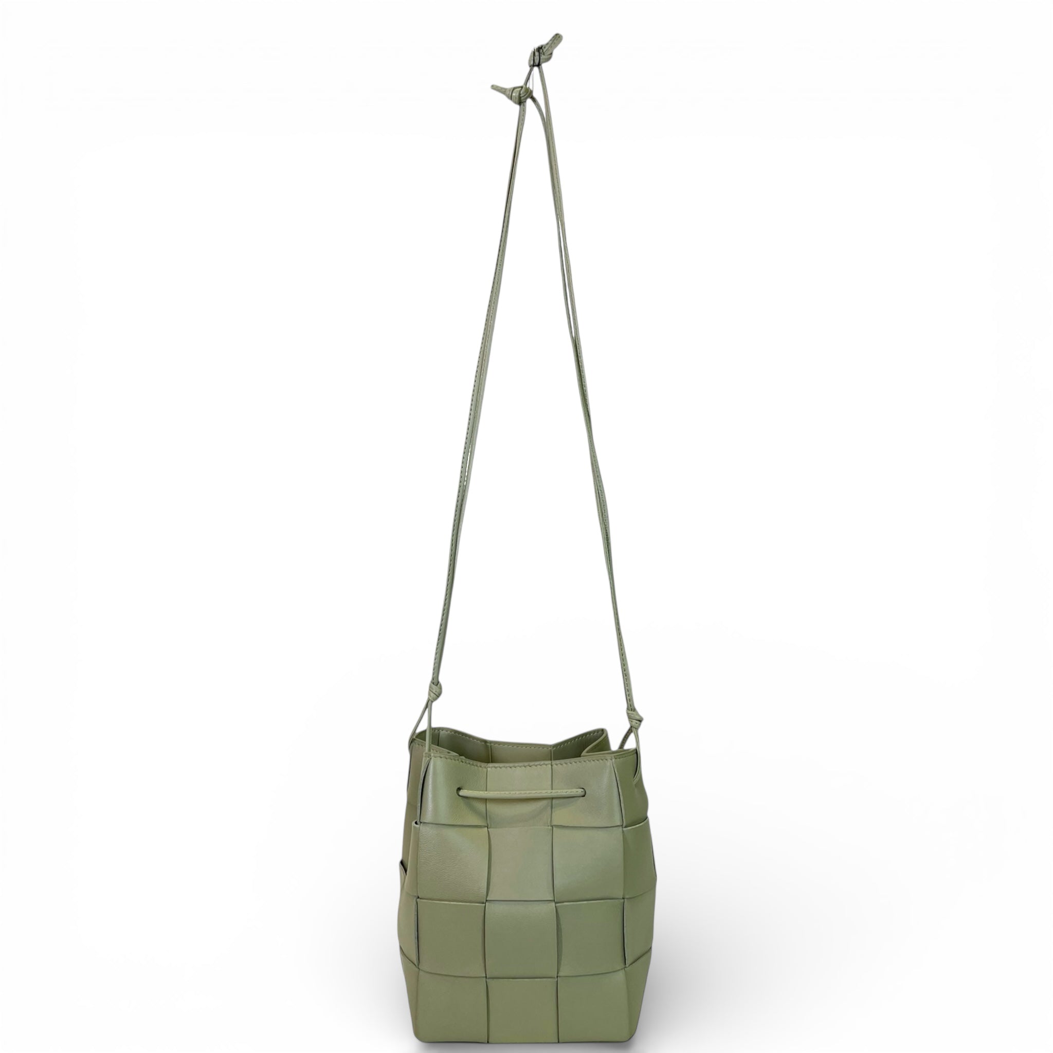 Bottega Veneta Small Cassette Bucket Bag Green Leather