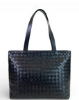 Bottega Veneta Small Intrecciato Zipped Tote Black Leather