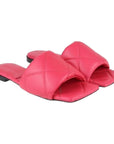 Bottega Veneta Nappa Quilted Rubber Lido Flat Sandals Size 37 Lollipop