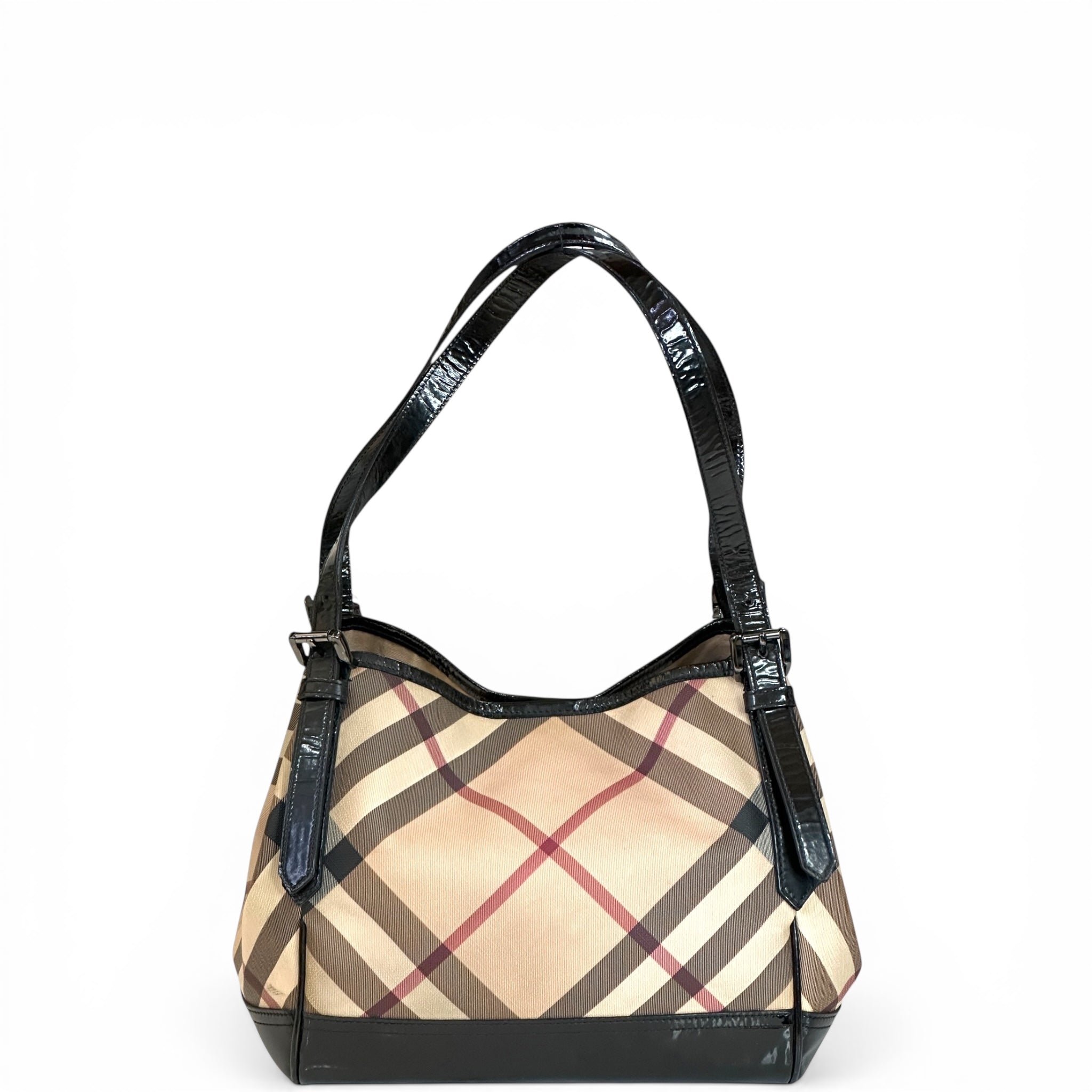 Burberry Canterbury Tote Beige Super Nova Check Patent Leather