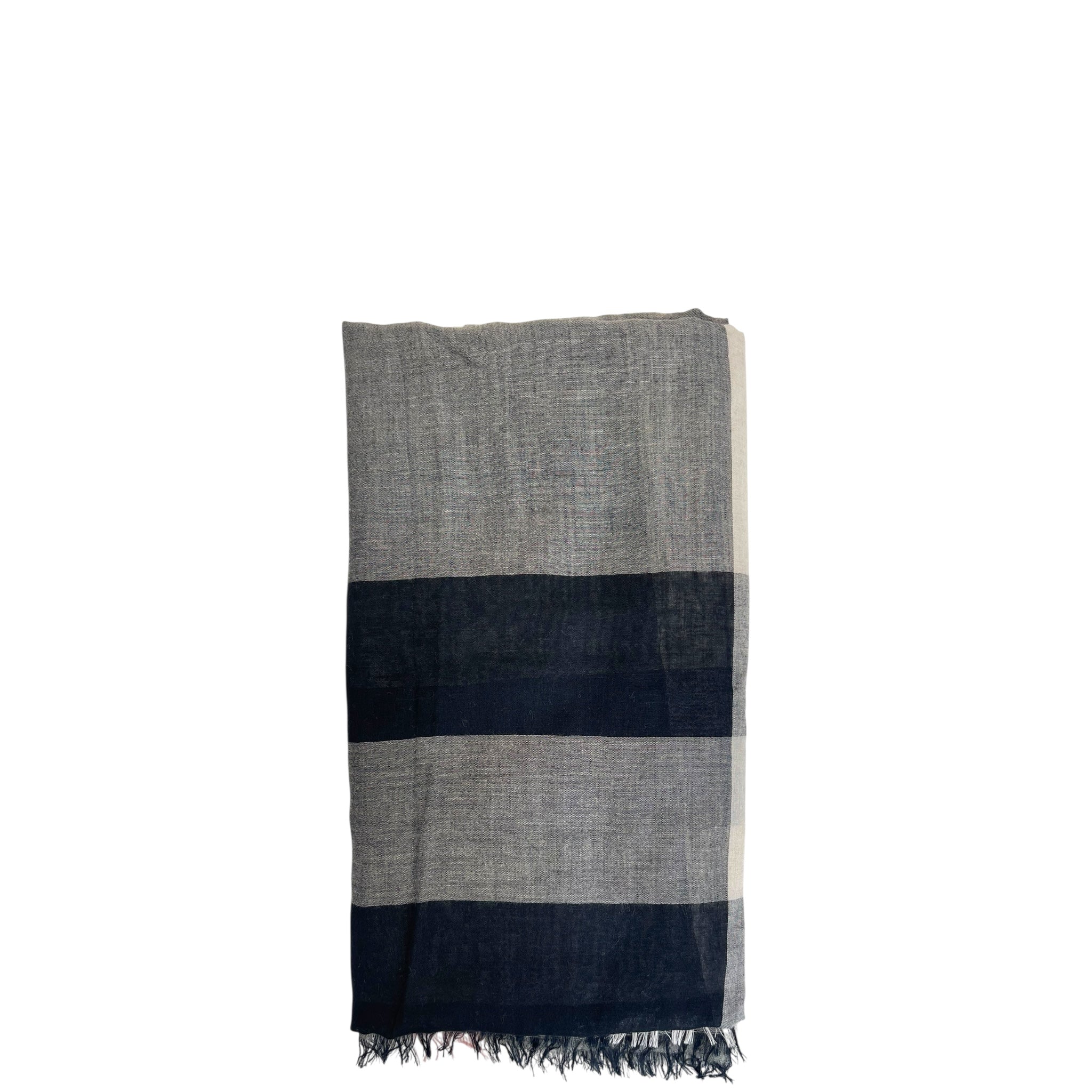 Burberry Gauze Fringed Edge Scarf Black/Grey Nova Check