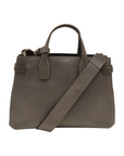 Burberry Grey Leather and House Check Fabric Medium Banner Tote Bag