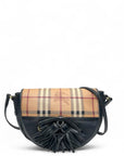 Burberry Haymarket Check Maydown Crossbody Bag in Black Leather and Coated Canvas