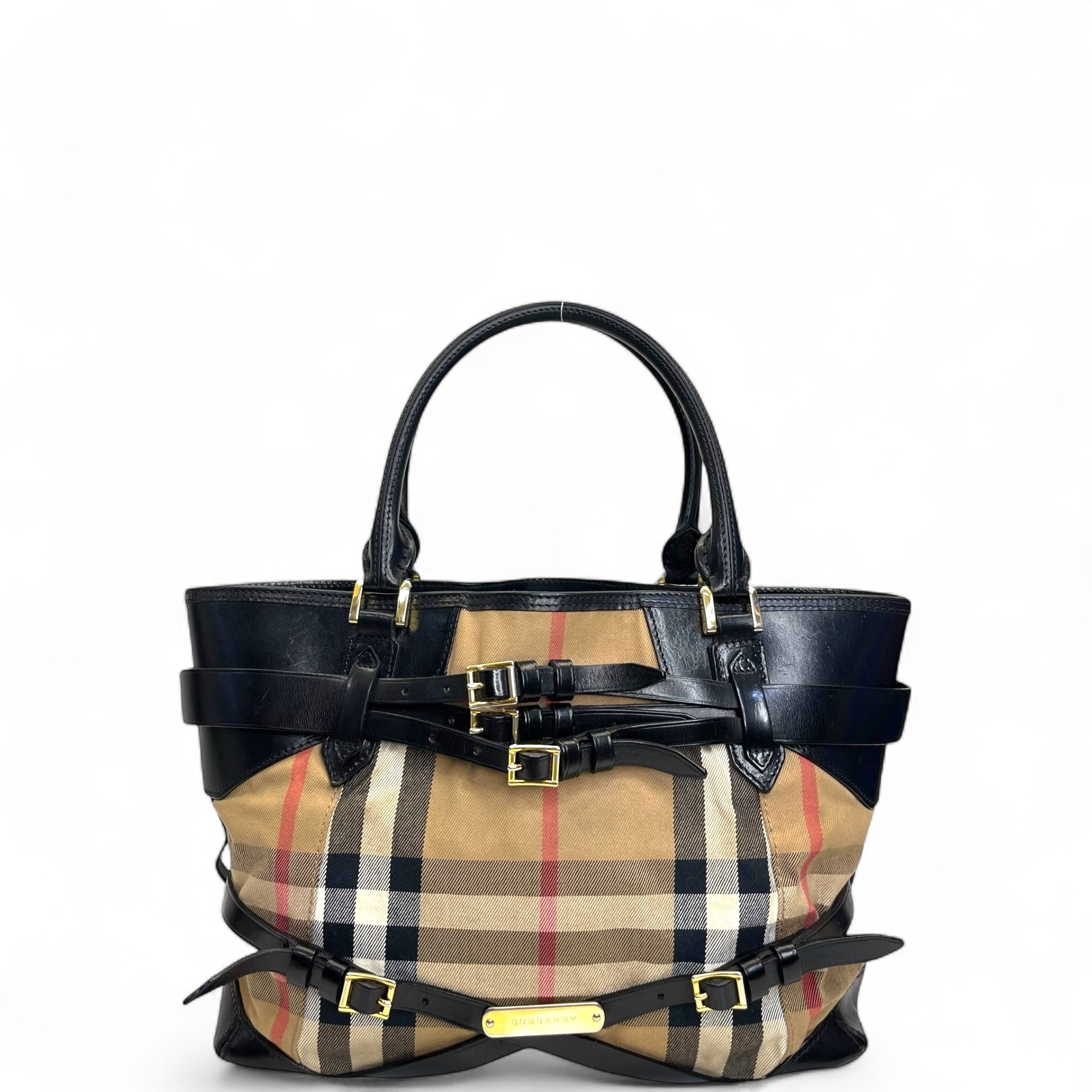 Burberry Medium Bridle Lynher Tote House Check/Leather